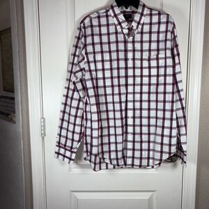 J Crew Shirt Mens‎ Medium Red White Blue Plaid Long Sleeve Button Down Preppy